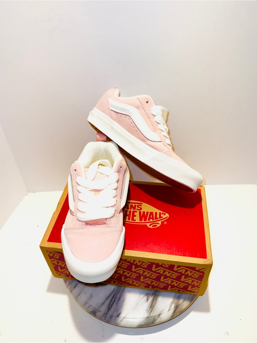VANS Knu Skool Suede Low Top Sneakers Pink/White Lace Up Unisex W6.0/M4.5